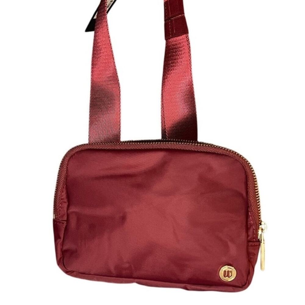 W. By Wantable Burgundy Nylon Belt Bag Gold Hardware NWT Adjustable Waist Pack